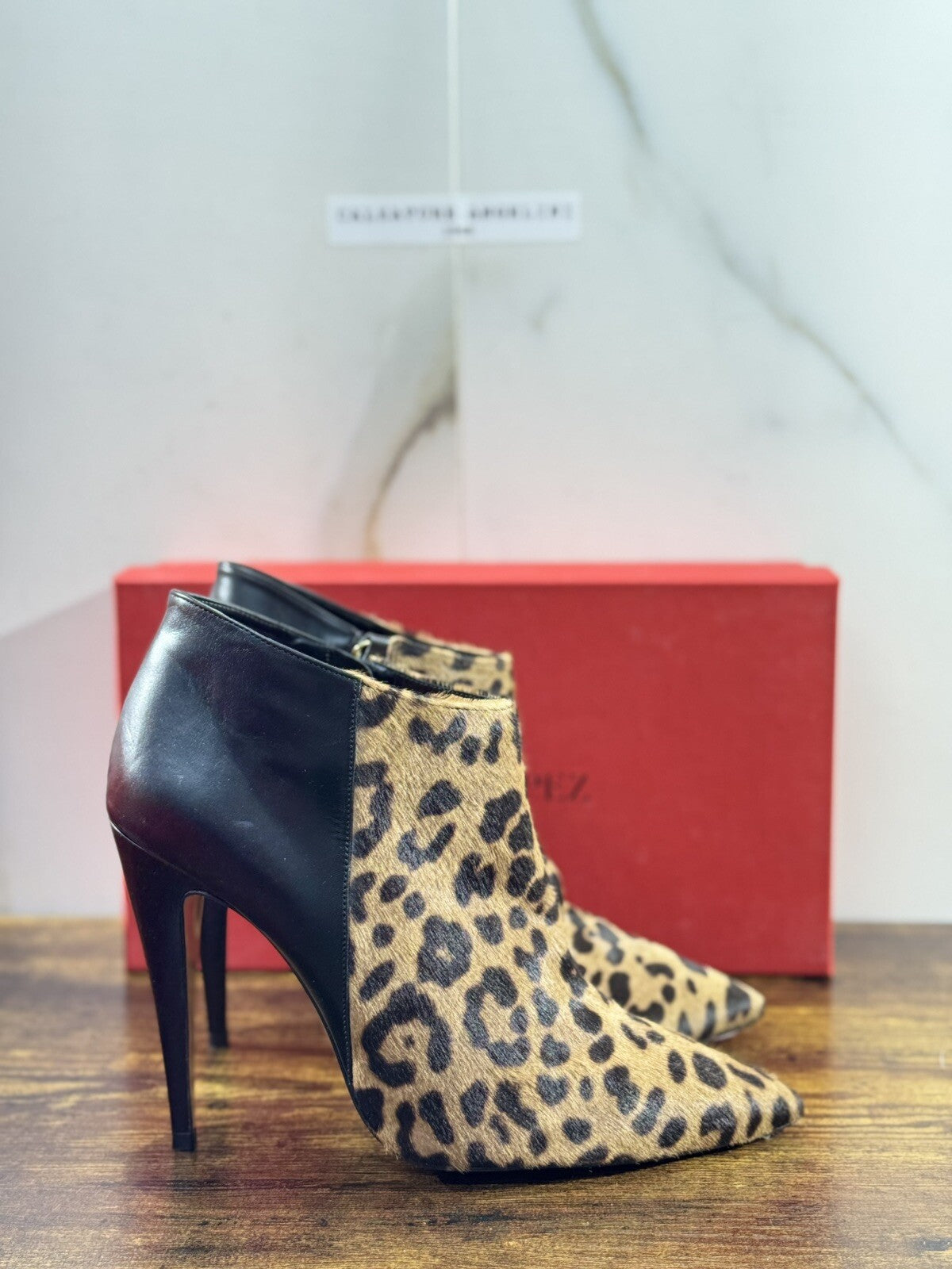 Pura Lopez Stivaletto Donna Pelle Nero   Leopard Casual Shoes 40