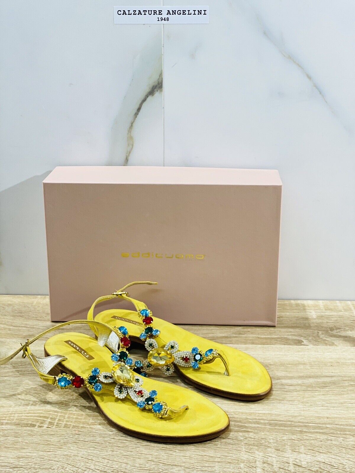 Eddi Cuomo Luxury Sandals Donna Giallo Fatti A Mano Totally Handmade 38