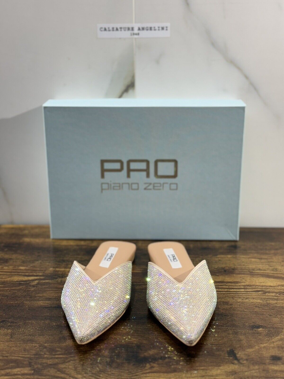 Pao Piano Zero Ciabatta Sabot Strass  Donna Pelle Nude  Made In Italy 40