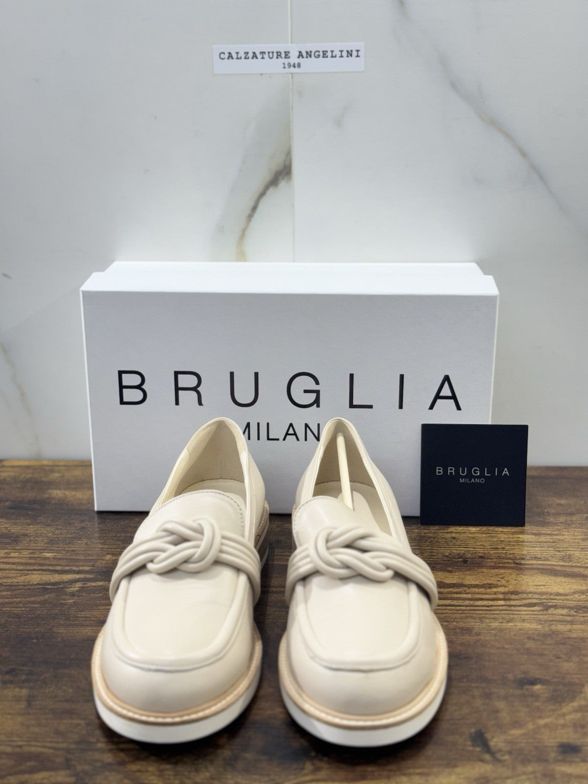 Bruglia Milano Mocassino Beige Pelle  Top Quality Scarpe Donna 39