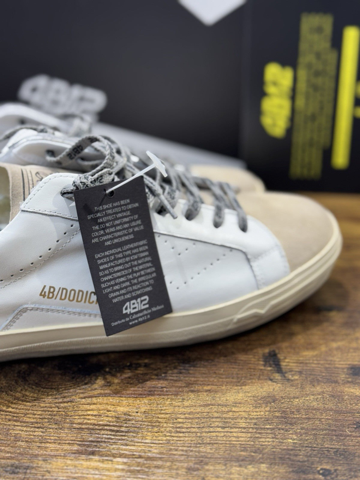 4B12 Sneaker Suprime  Pelle Bianco Beige  Casual Uomo 41