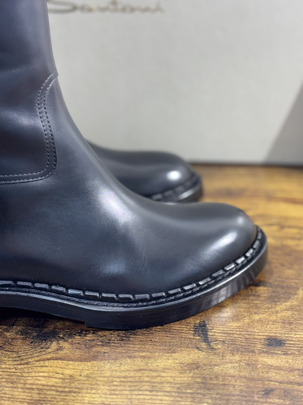 Santoni Stivali Donna In Pelle Nero  Luxury Woman Boot Santoni 37.5