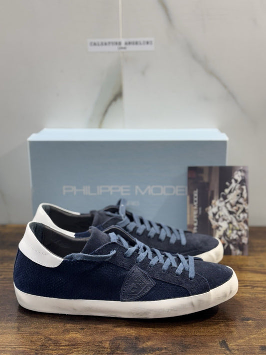 Philippe Model Sneaker Uomo Classic Low Suede Blu 44
