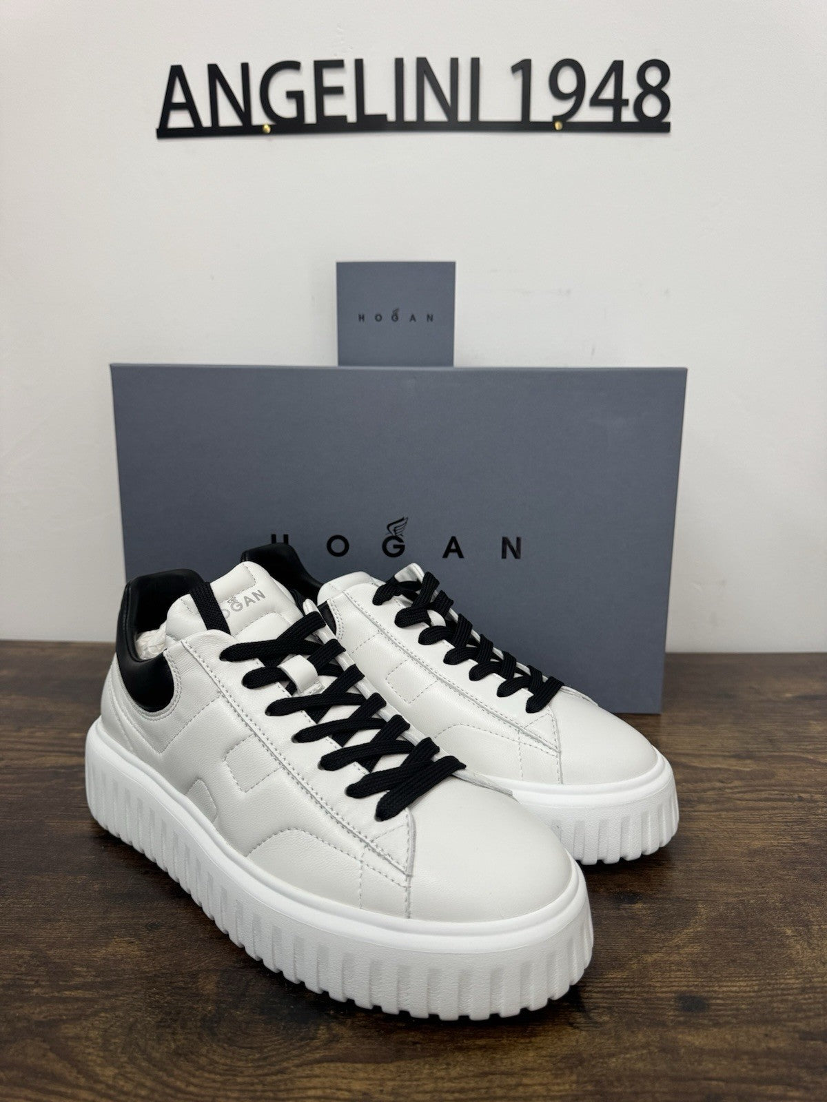 Hogan H-stripes New H Band Pelle Bianca Nero Memory Foam Scarpa Hogan Uomo 42