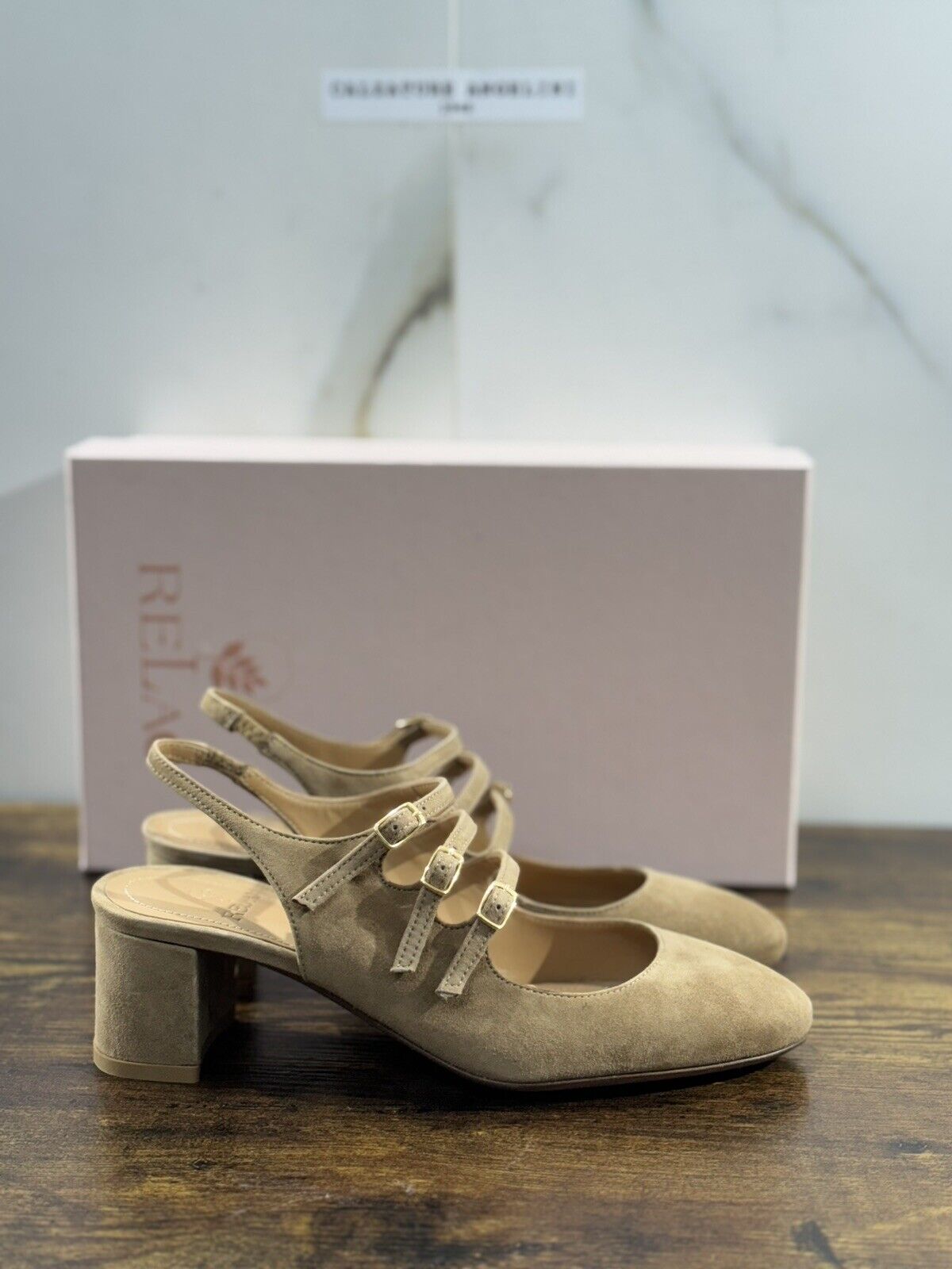 Relac Scarpa Donna Maryjane Suede Beige   Luxury Handmade Shoes Relac 38.5