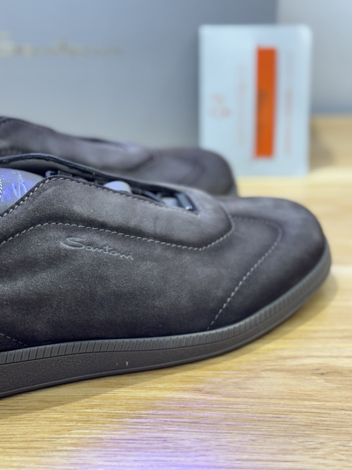 Santoni  Sneaker Suede Beige Luxury Santoni Scarpa Uomo 42.5