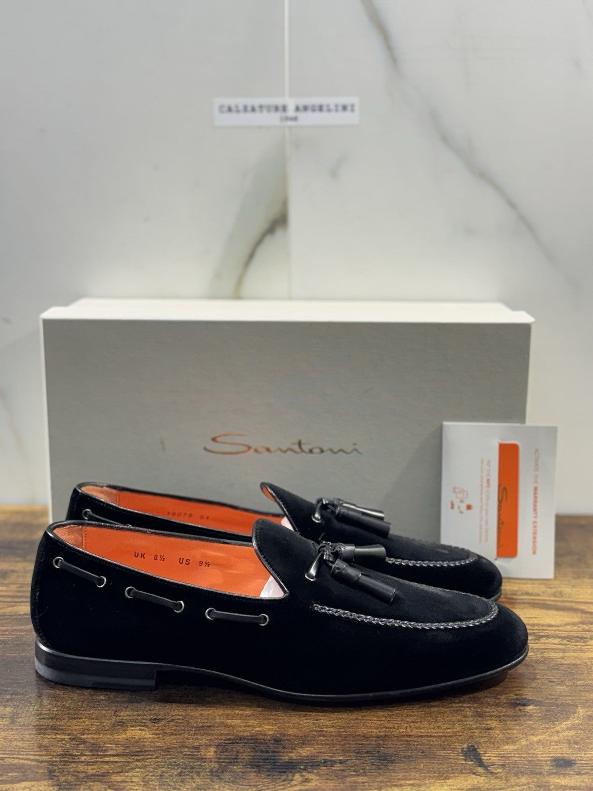 Santoni Mocassino Nappine Velluto Nero Luxury Men Shoes Santoni Uomo 42.5