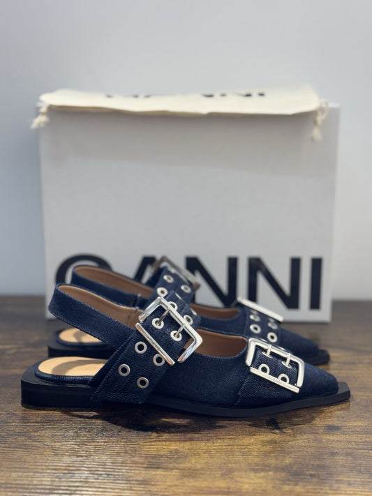 Ganni Ballerina Sling Back In Denim  Casual Ganni Scarpa Donna 37