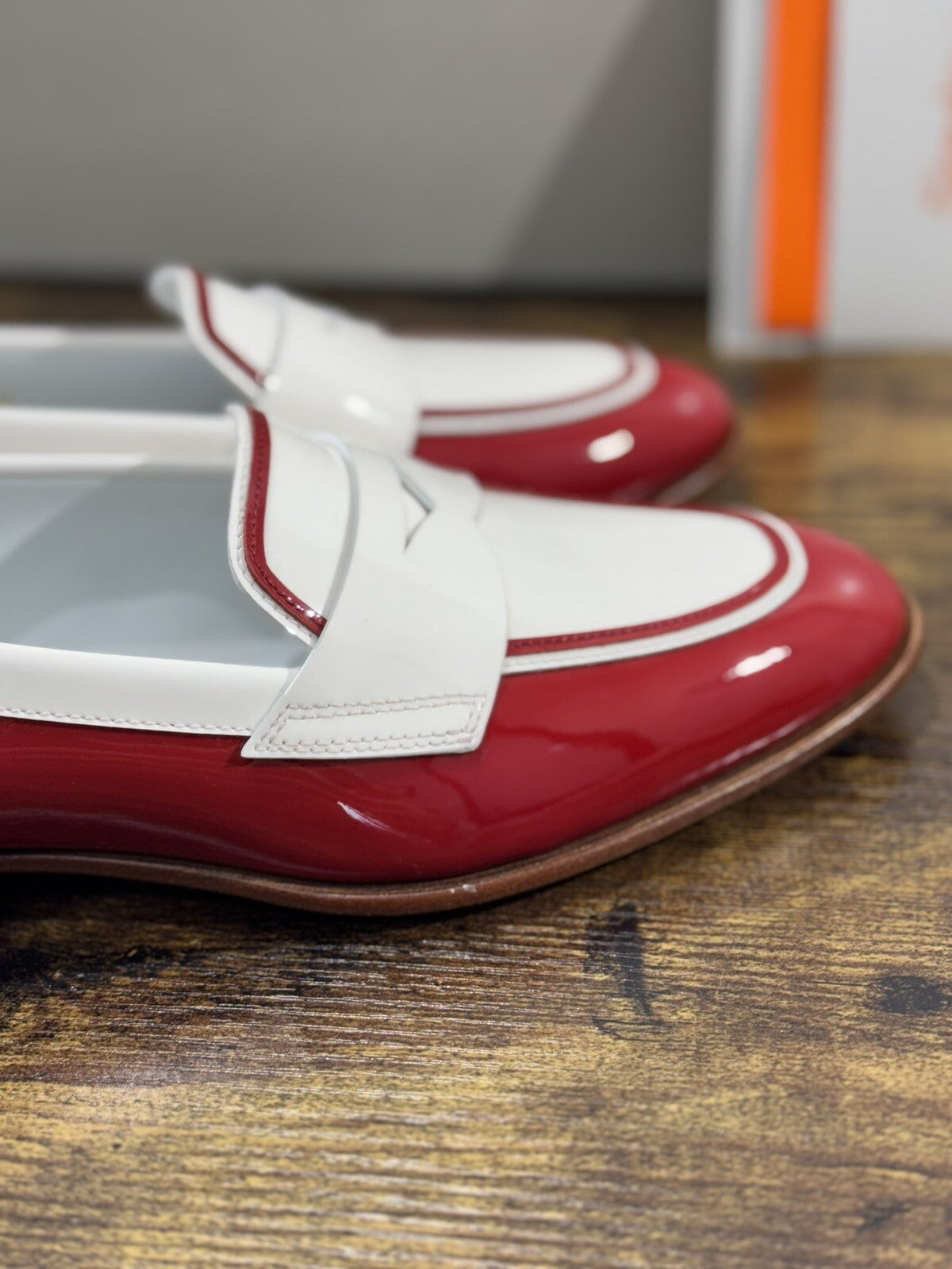 Santoni Mocassino Donna Pelle  Rosso Bicolor  Luxury Casual Loafer Santoni 36