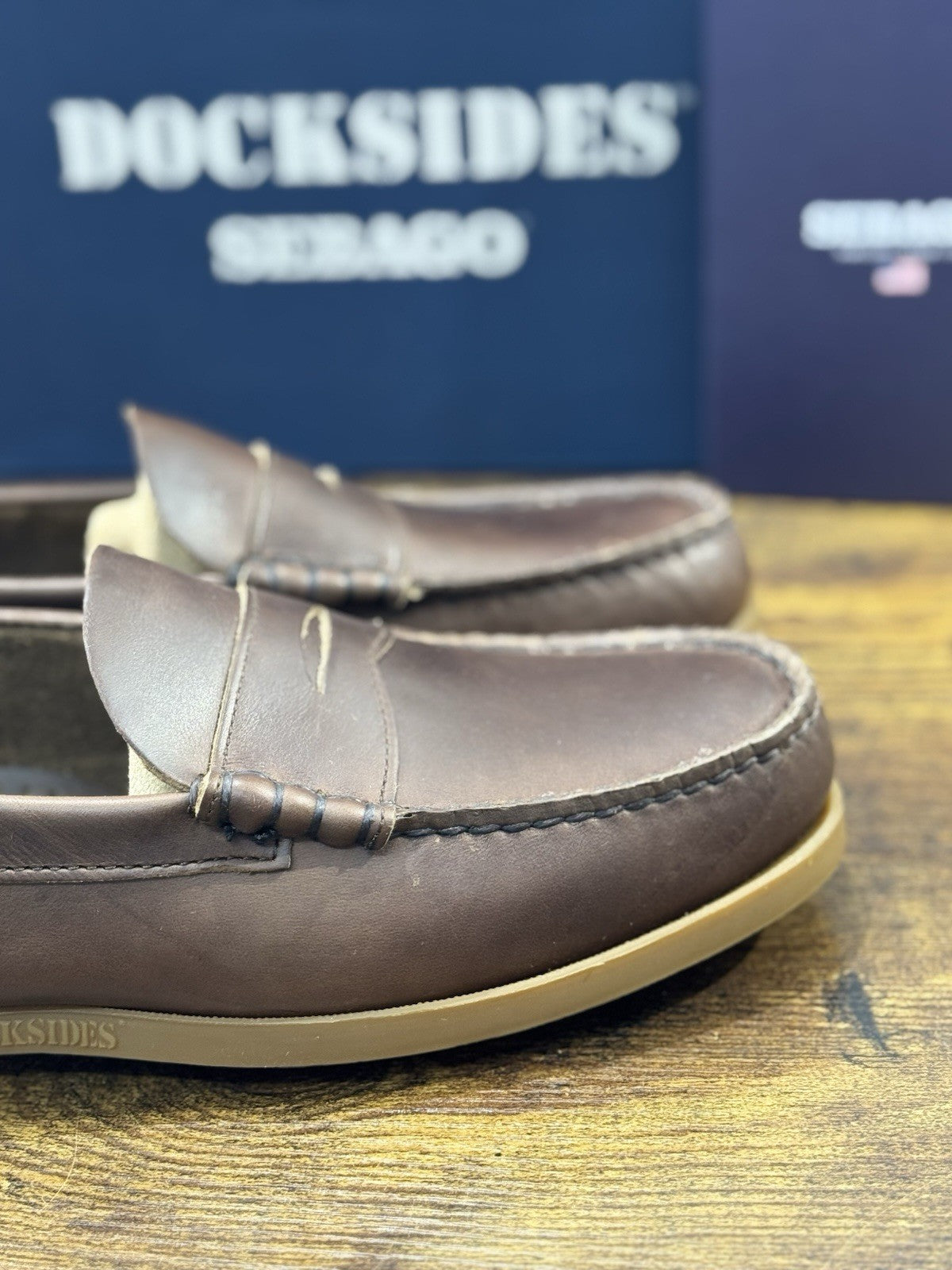 Sebago Dolphin Waxed Mocassino Pelle Marrone  Icon Sebago Uomo 44.5
