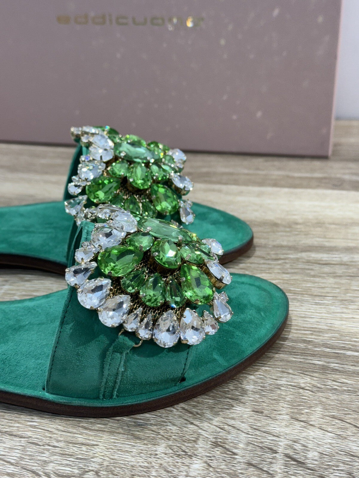 Eddi Cuomo Luxury Sandals Donna In Pelle Verde     Fatti A Mano  Handmade 38