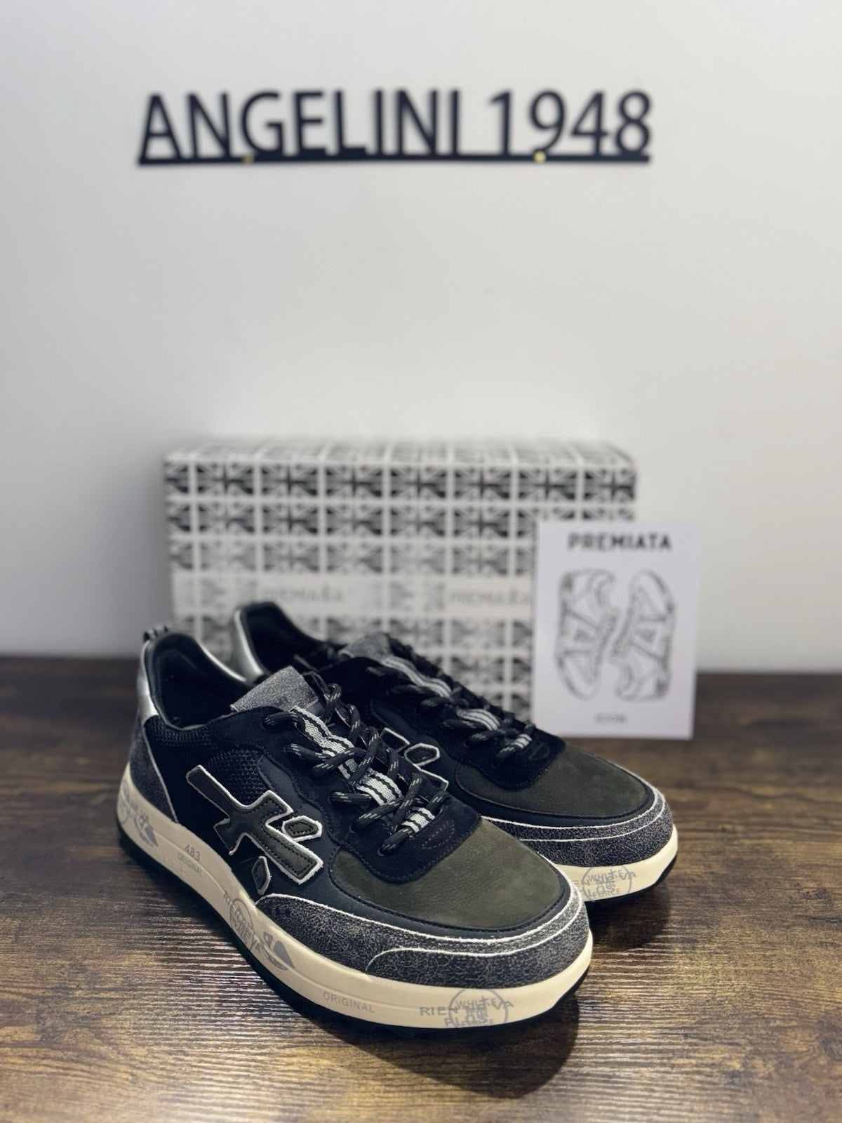 Premiata Nous    Sneaker Pelle Nera E Verde   Casual Premiata Uomo 45