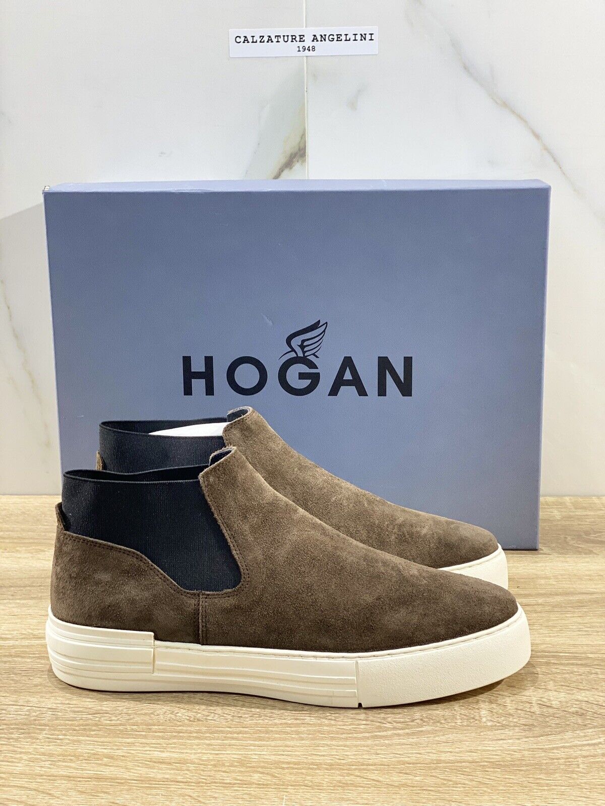 Hogan Rebel uomo chelsea mid boot suede marrone memory foam 39.5