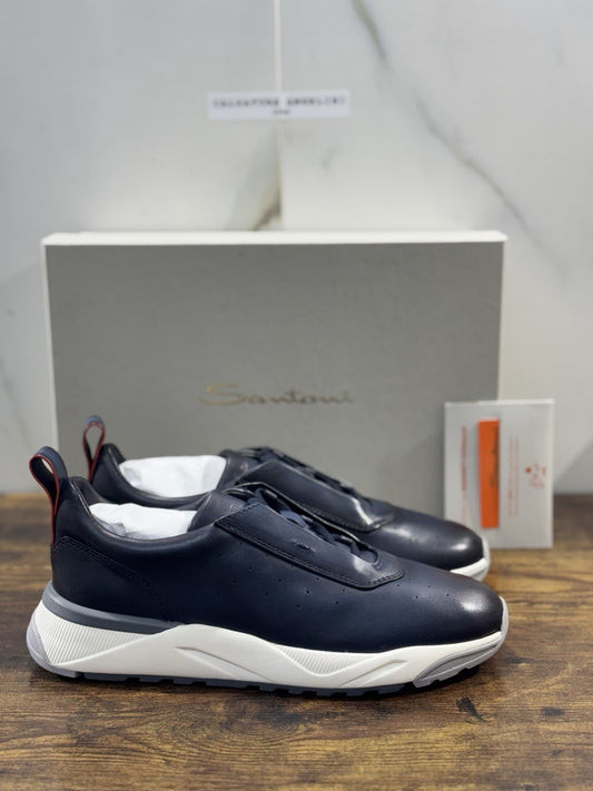 Santoni Sneaker Innova Pelle  Blue Casual Luxury Santoni Scarpe Uomo 39.5