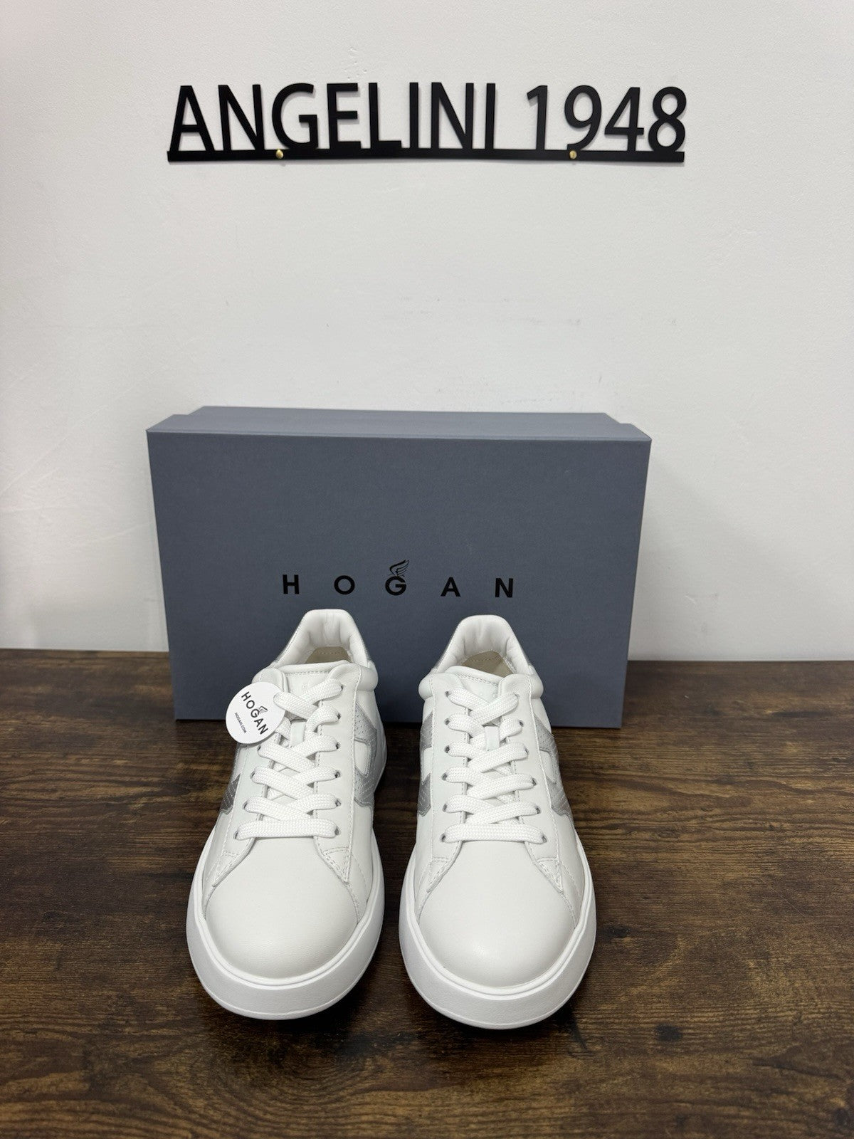 Hogan Rebel H562 Sneaker Pelle Bianco Argento Casual Donna 38