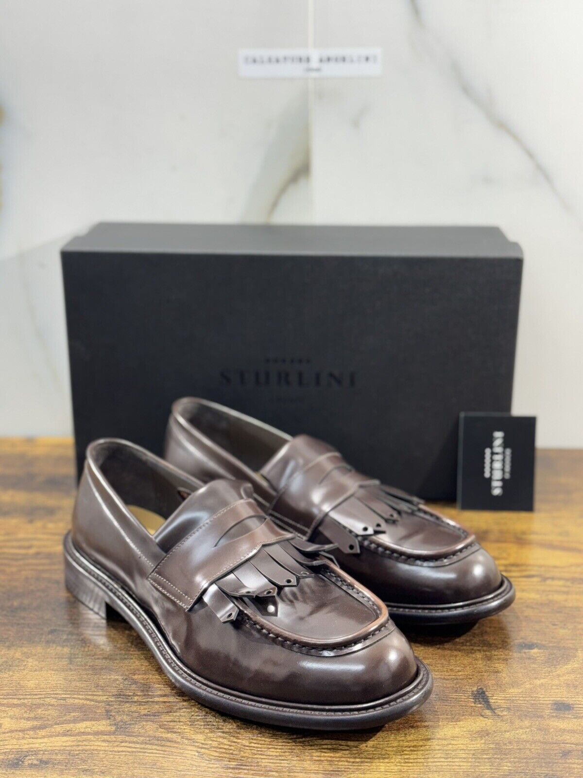 Sturlini Firenze Mocassino  Uomo Pelle Marrone Luxury Craftmanship Men 41