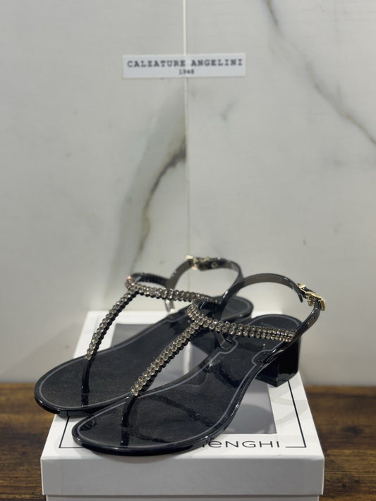 Menghi Sandalo Real Swarovski Nero   Donna 36