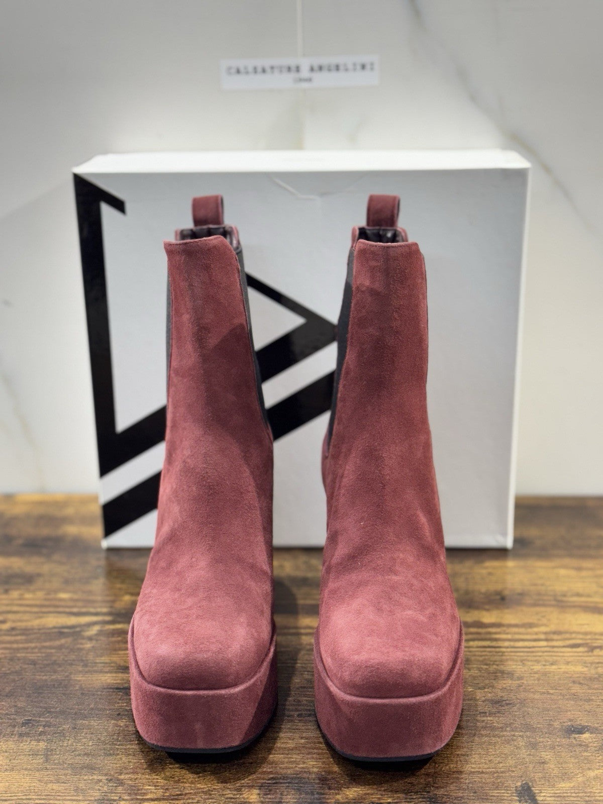 Giampaolo Viozzi Stivaletto Donna Pelle Suede Mogano  Con Tacco Made In Italy 37
