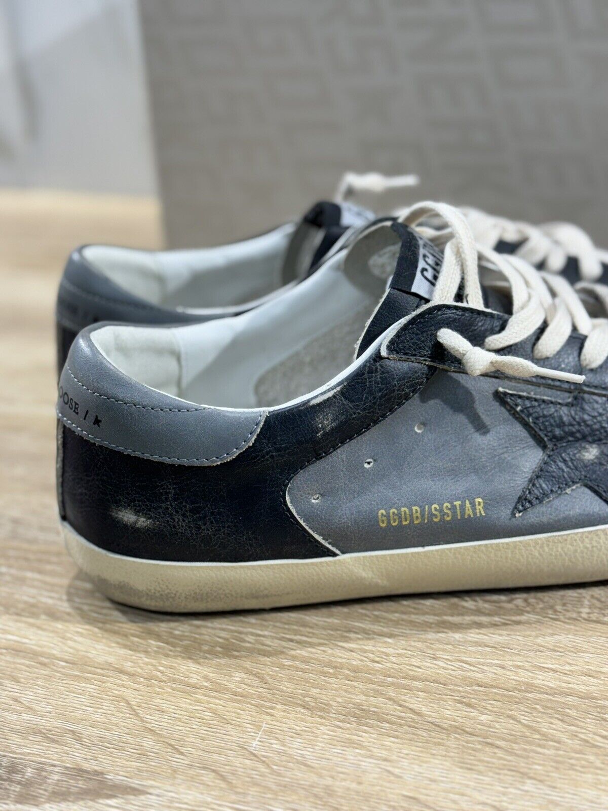 Golden Goose Sneaker Uomo Super Star Nero Grigio  Pelle Luxury Men Sneaker 43