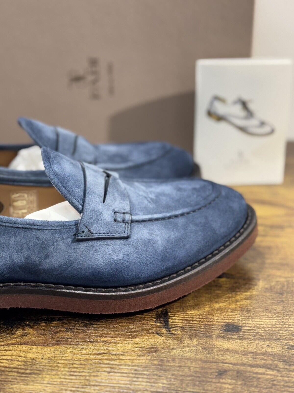 Fabi Mocassino  Uomo Pelle Blu Suede  Goodyear  Handmade Fabi Handmade Loafer 44