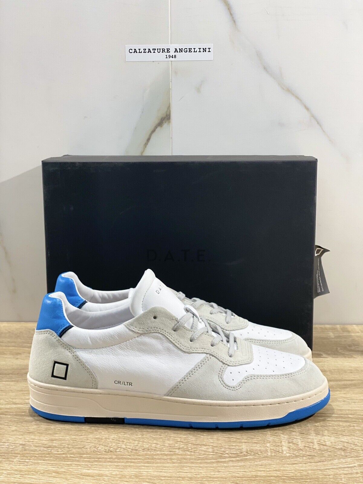 D.A.T.E Court Uomo  sneaker Pelle White Blu Casual Shoes 44