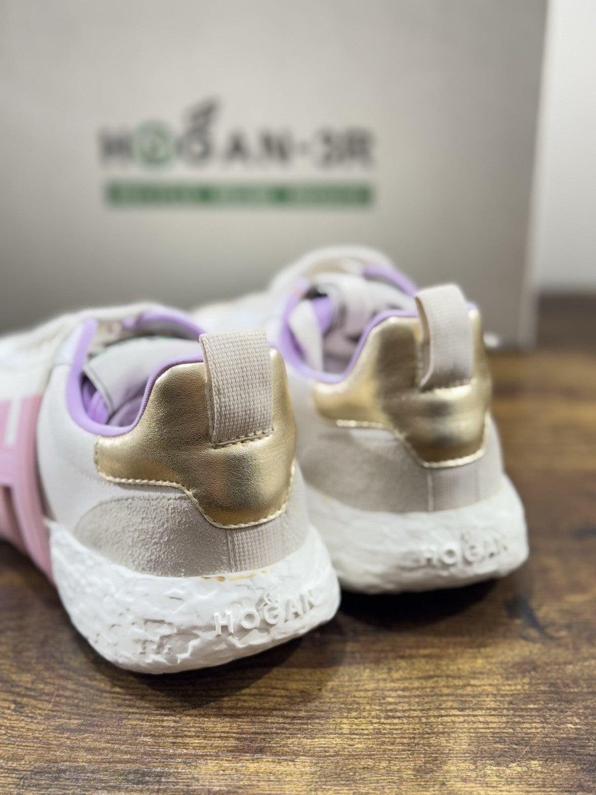 Hogan 3r Sneaker Pelle Bianca Rosa  Casual Hogan Donna 39