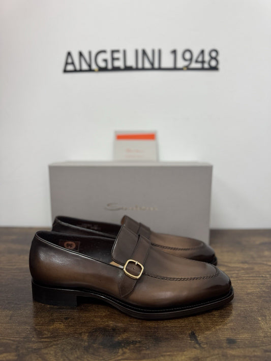 Santoni Mocassino Mono Buckle Goodyear Pelle Anticata Luxury Santoni Scarpa 44