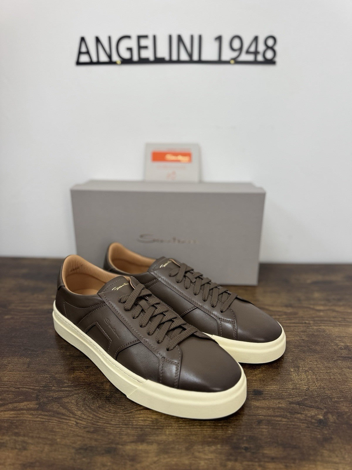 Santoni Sneaker Pelle Marrone Luxury Scarpa Santoni Uomo 45