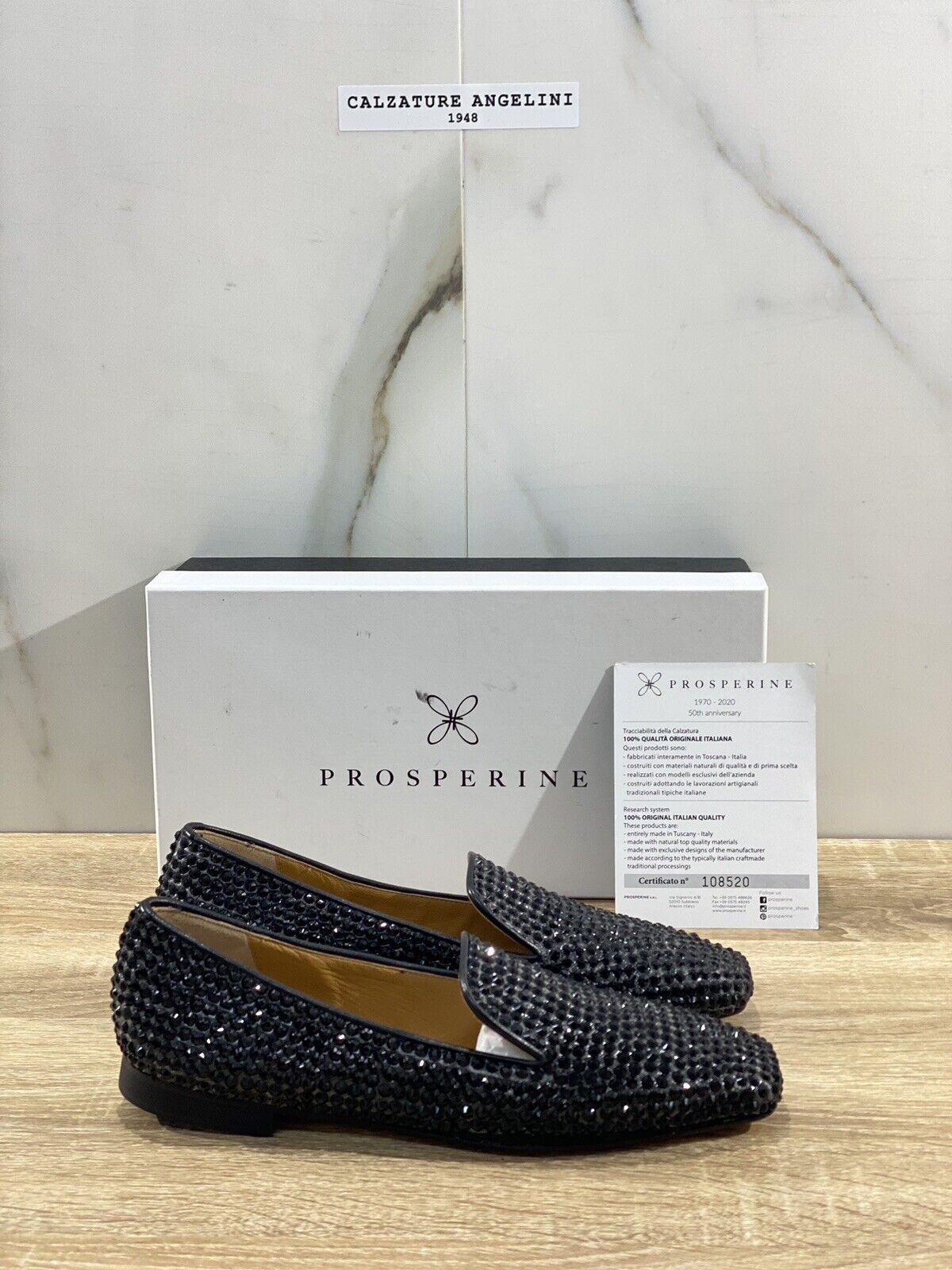 Prosperine Mocassino donna in Crystal Nero luxury made in italy 36