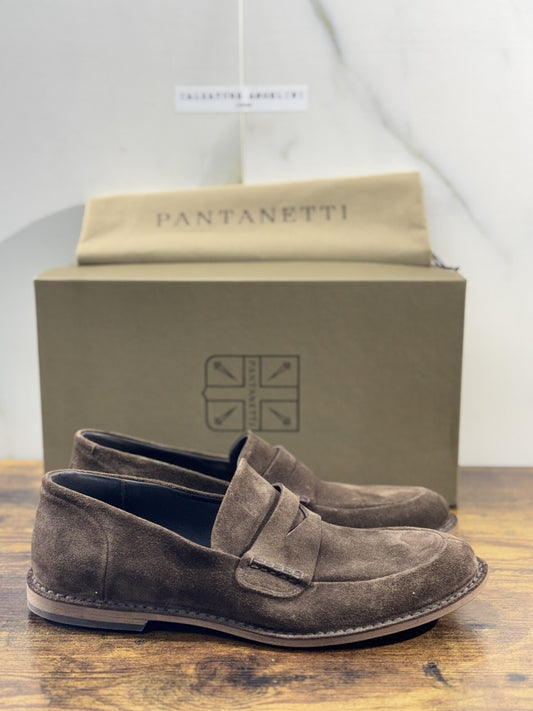 Pantanetti Mocassino  Uomo Suede Testa m Luxury Handmade Pantanetti Men Shoes 42
