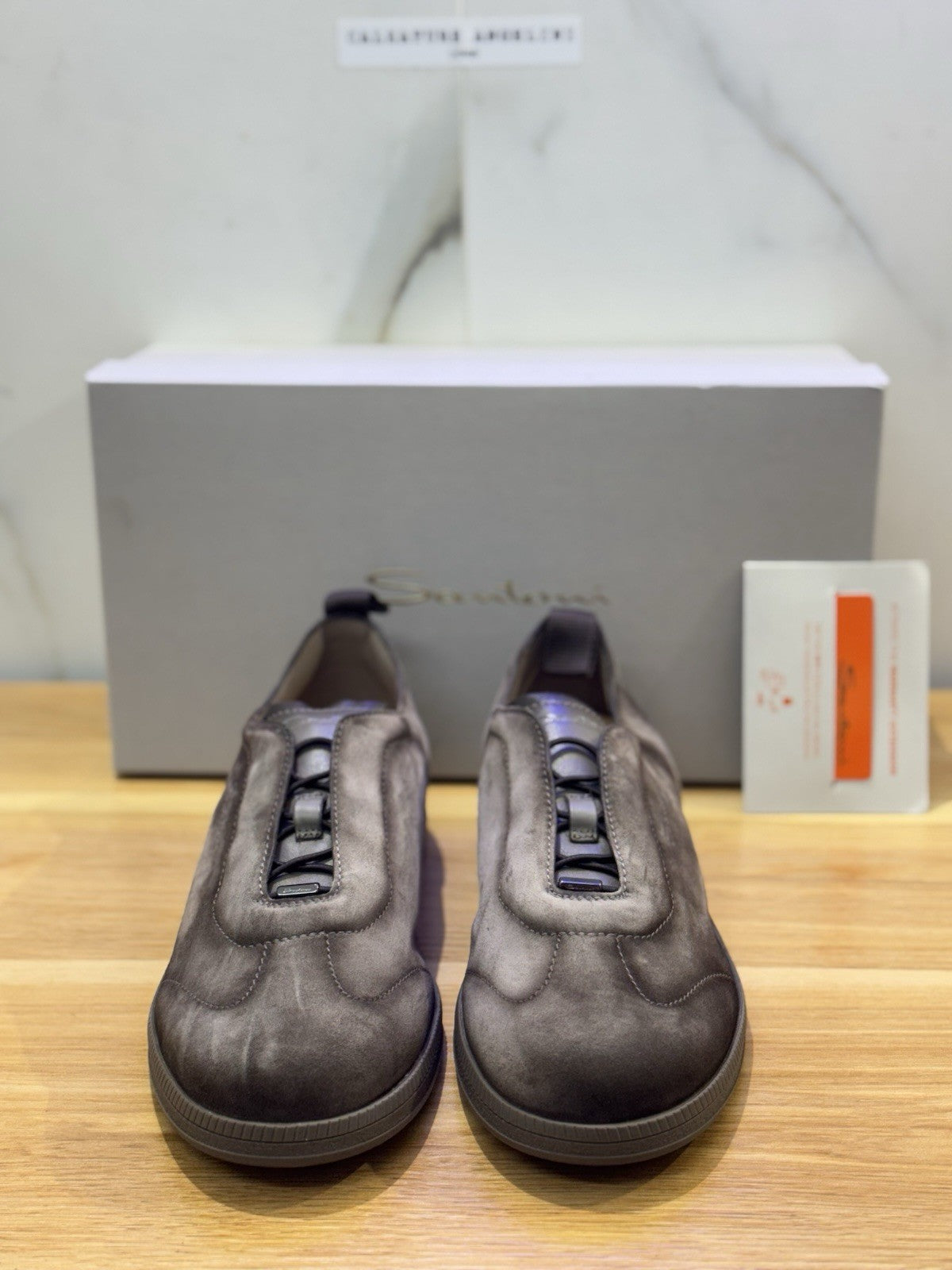 Santoni  Sneaker Suede Beige Luxury Santoni Scarpa Uomo 42.5
