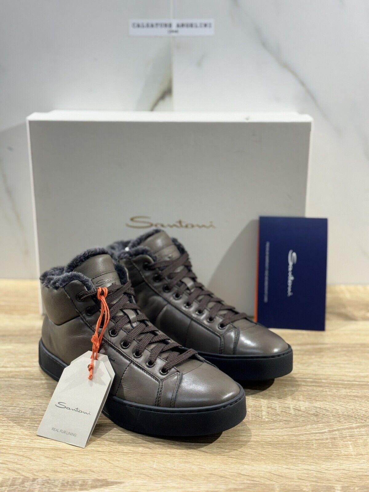 Santoni Sneaker    Pelle Grigia     Luxury Men Shoes Santoni  40