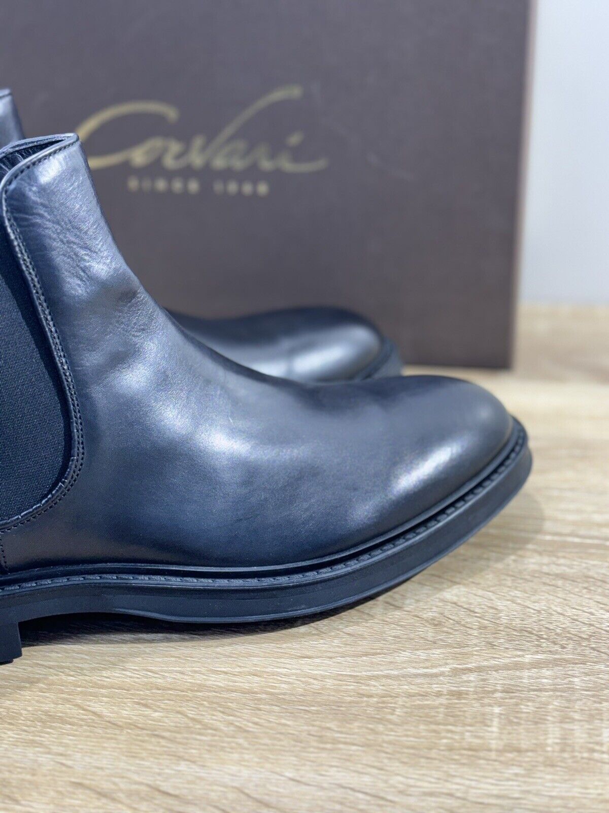 Corvari Stivaletto Chelsea Boot uomo in pelle nera casual boot men nero 45