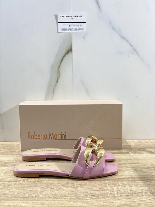 Roberta Martini Sandalo Donna Modello Katrine In Pelle Rosa Made In Italy 38