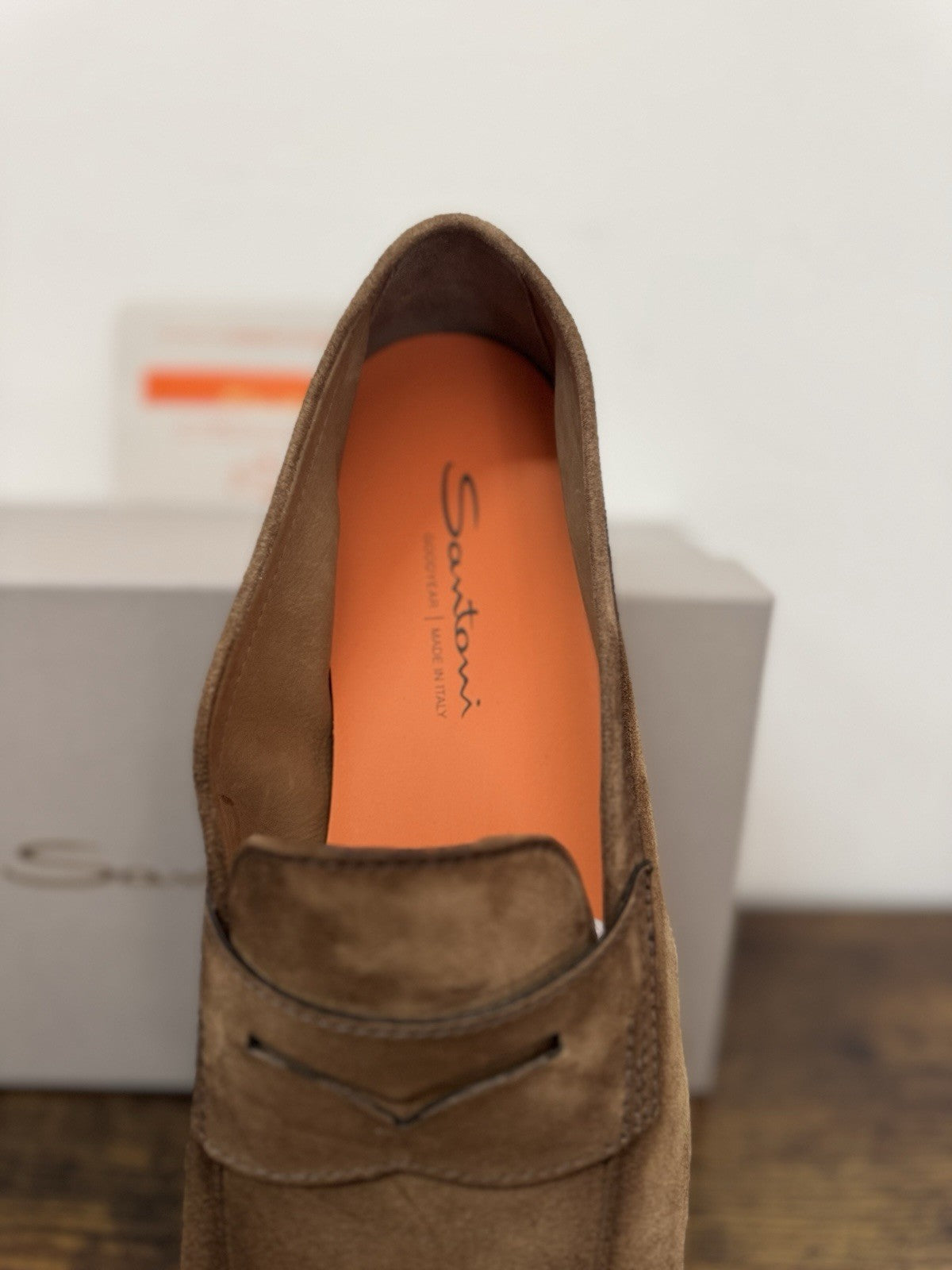 Santoni Mocassino Driver Pelle Suede Marrone  Luxury Scarpa Santoni Uomo 45.5