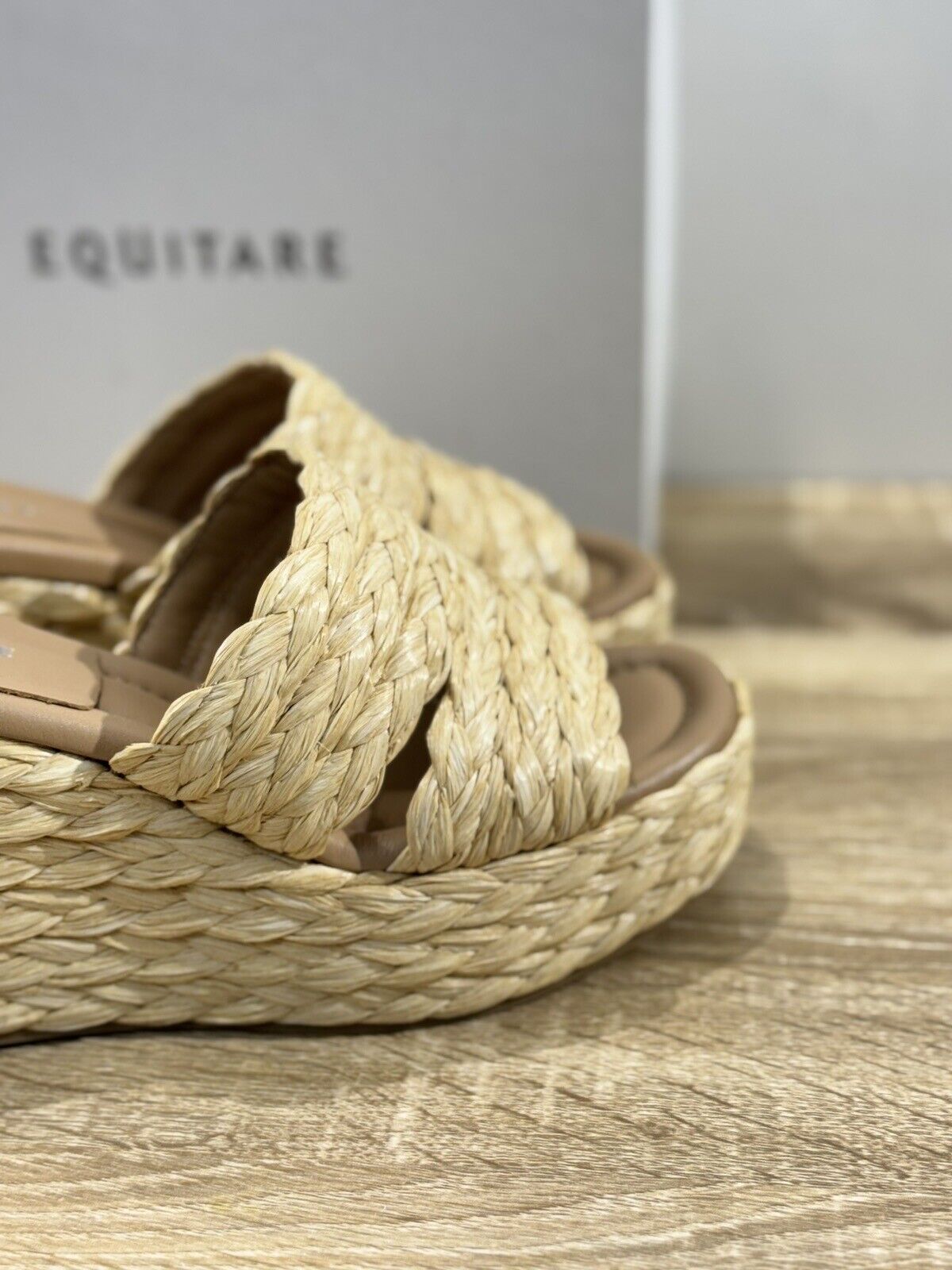 Equitare Sandalo Donna Habana Raffia Naturale  E Pelle Zeppa 39