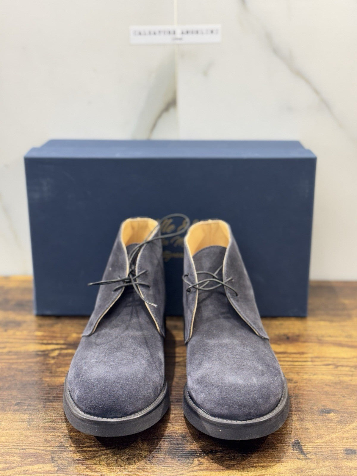 Mille 885 Polacchino    Suede Blu    Fatto A Mano In Italia Uomo 44