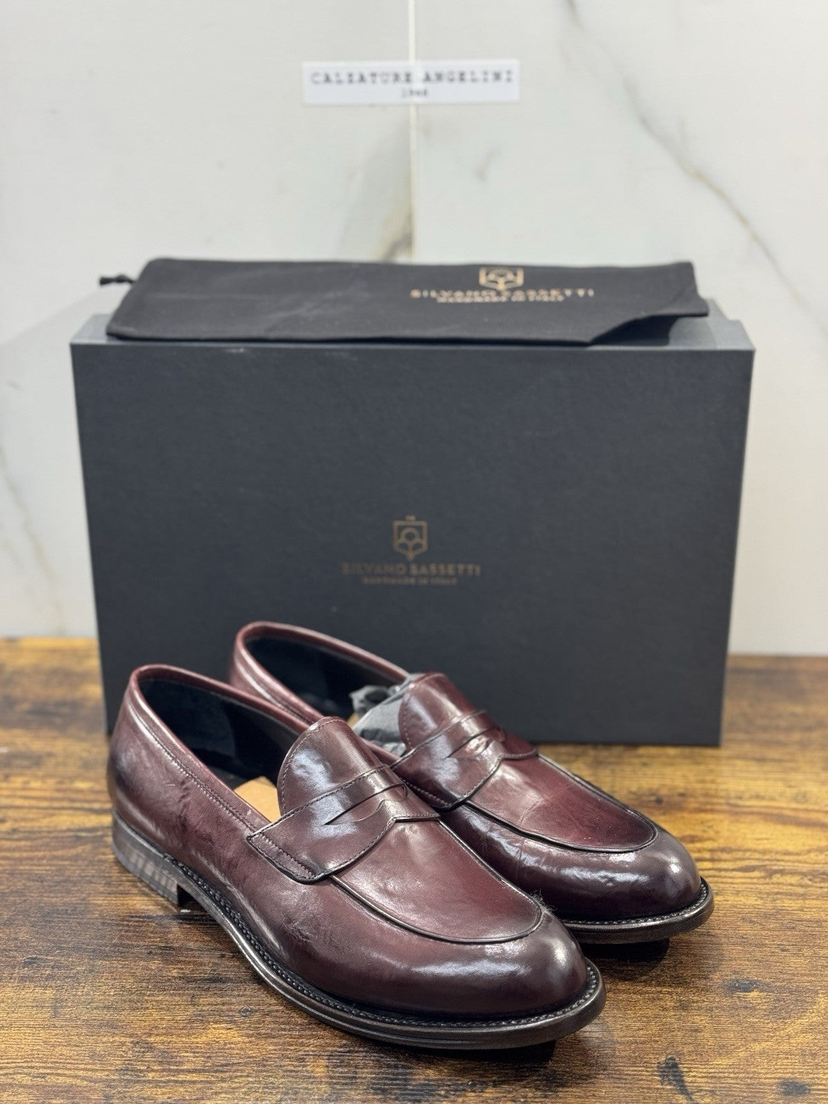 Silvano Sassetti Mocassino  Pelle Bordo’  Luxury Handmade Donna 40