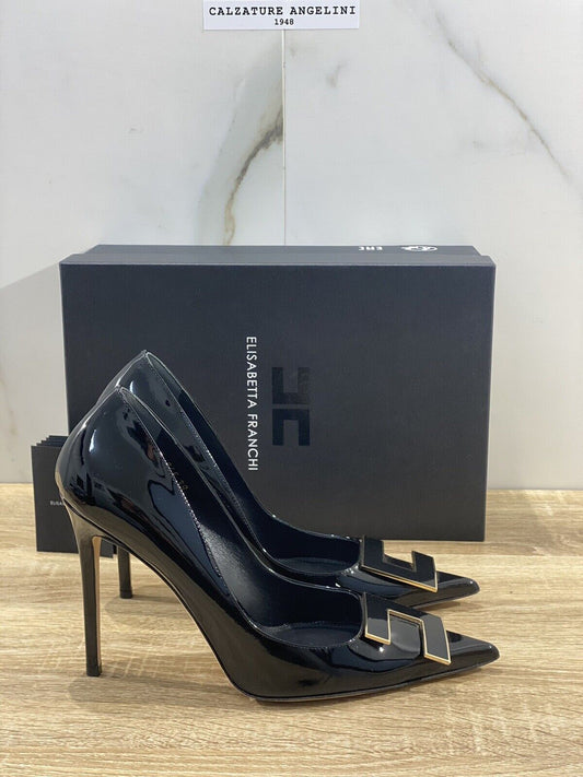 Elisabetta Franchi Décolleté con targa logo luxury shoes Nero 39