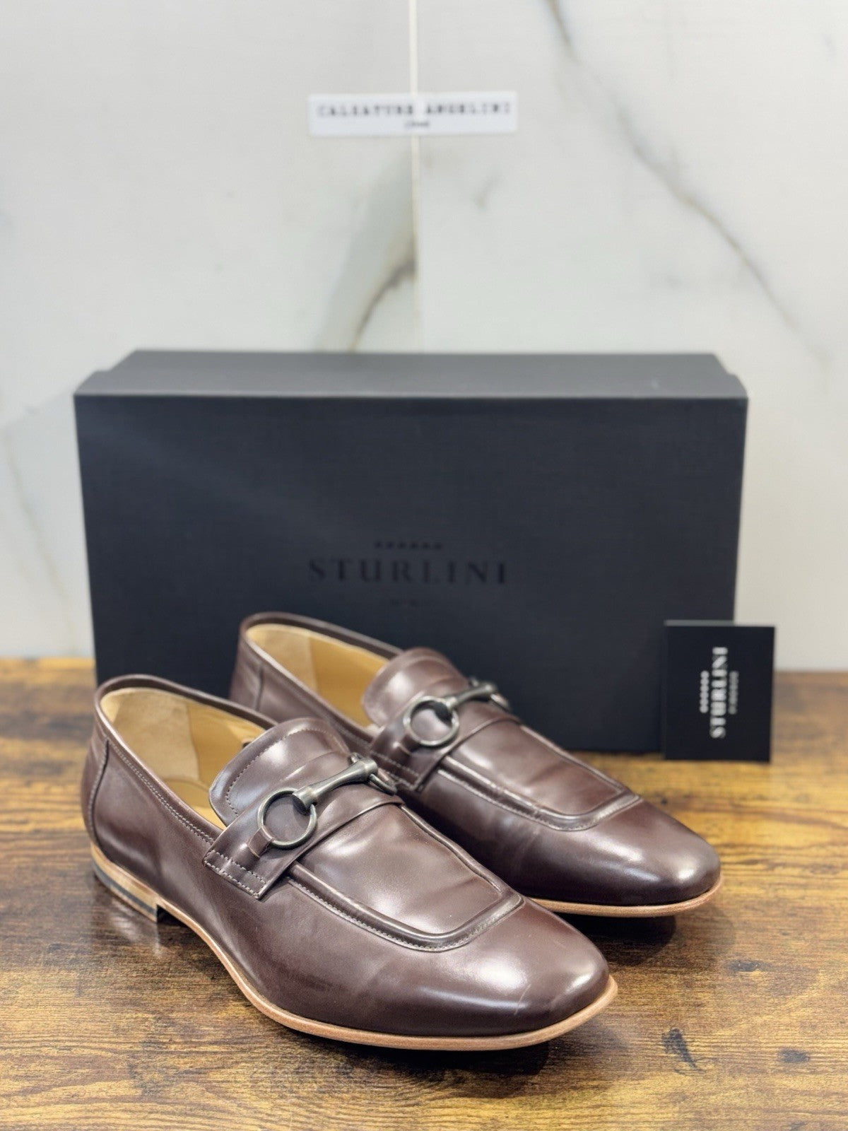 Sturlini Firenze Mocassino  Uomo Pelle Marrone Luxury Craftmanship Men Loafer 41