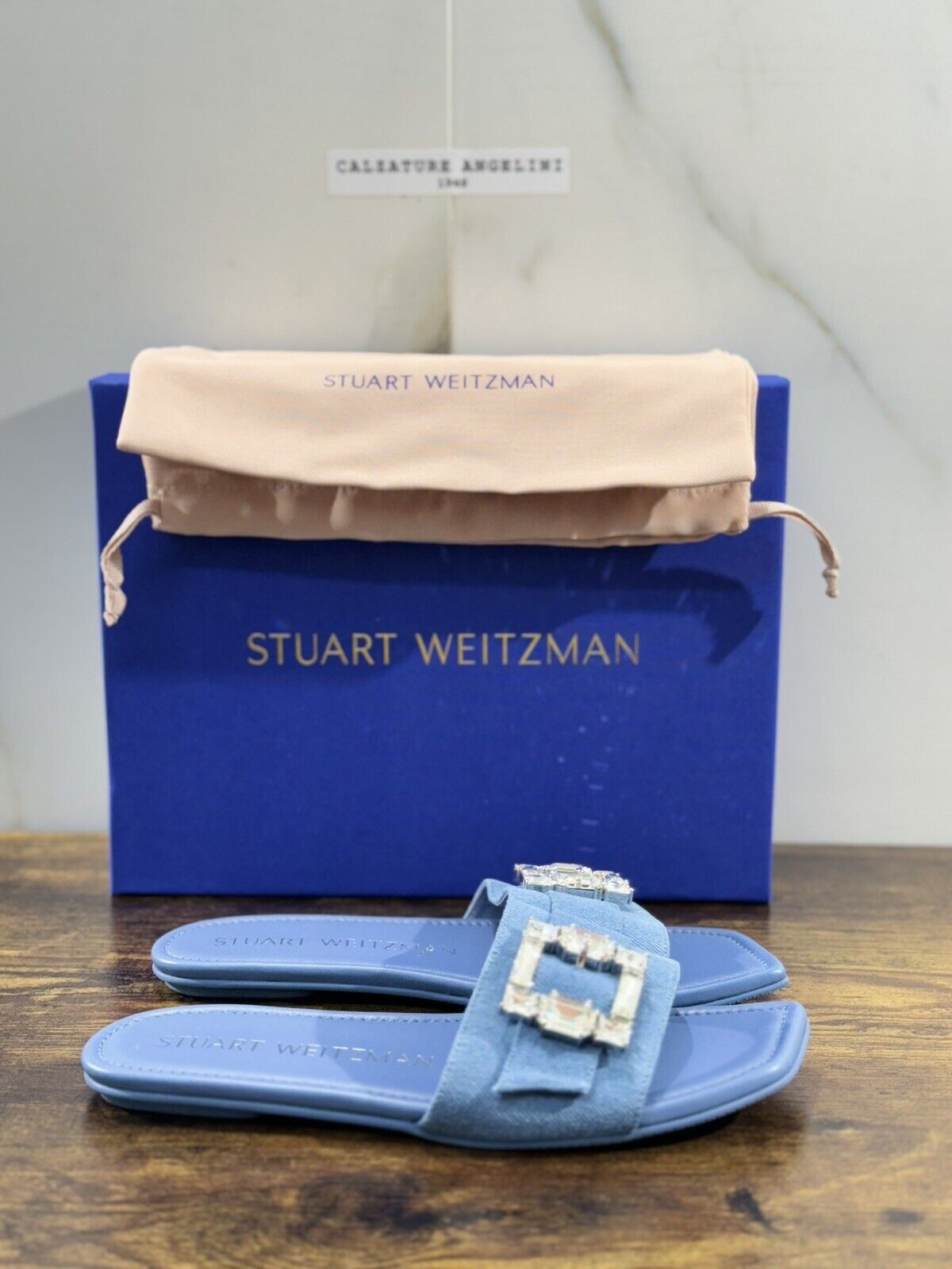 stuart weitzman Saint Tropez Flat  Denim Vintage   Luxury Woman Shoes  38