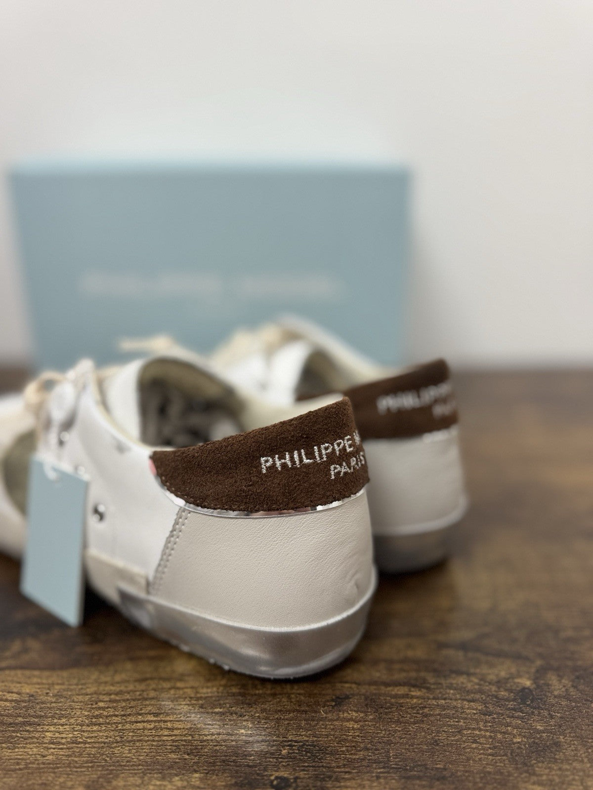 Philippe Model Paris Low Pelle Latte Olive       Casual Sneaker Uomo 43