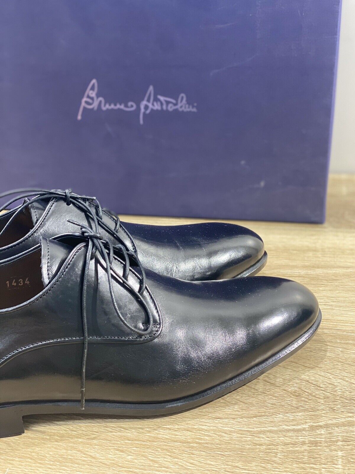 Bruno Antolini stringata  uomo  pelle Nera Fondo Cuoio luxury men shoe 41