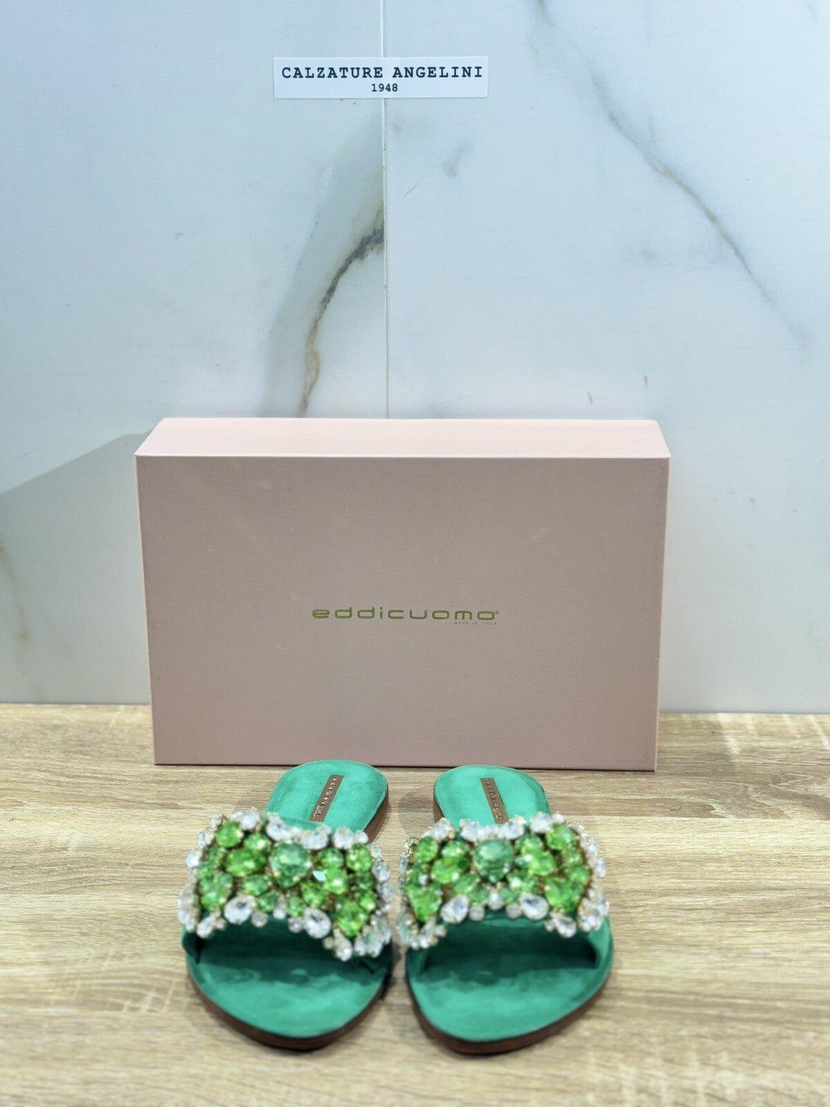 Eddi Cuomo Luxury Sandals Donna In Pelle Verde     Fatti A Mano  Handmade 38