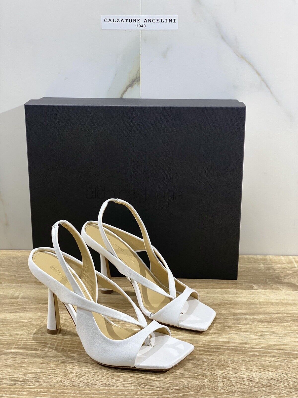 Aldo Castagna Sandalo Donna Lea In Pelle Bianco Con Tacco Luxury Sandal 40