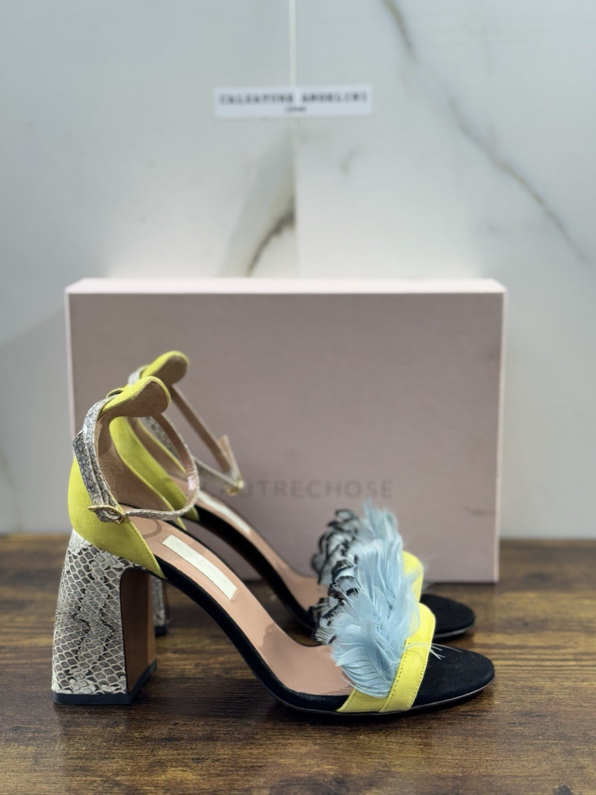 L’autrechose Sandalo  Suede  Nero Lemon Piume Casual Donna 40