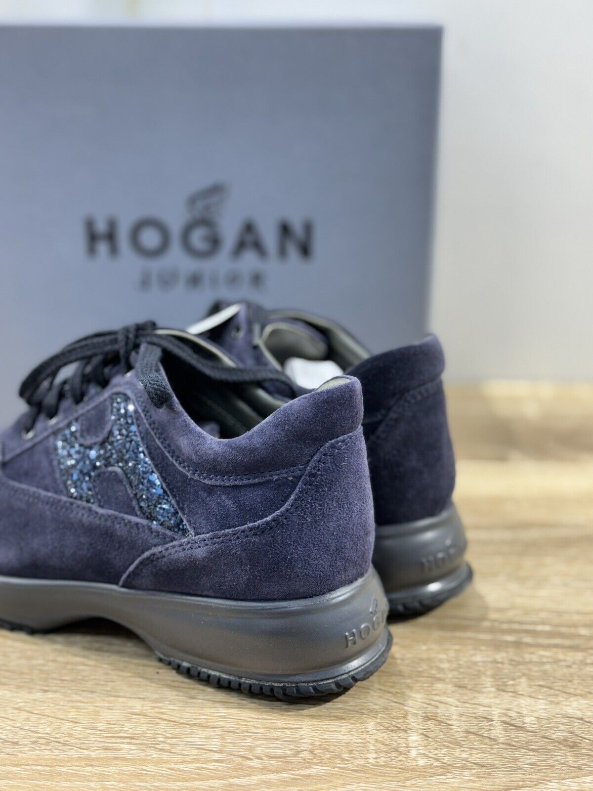 Hogan Junior Interactive Bambina Suede Blu   Strass Casual Baby Hogan 30