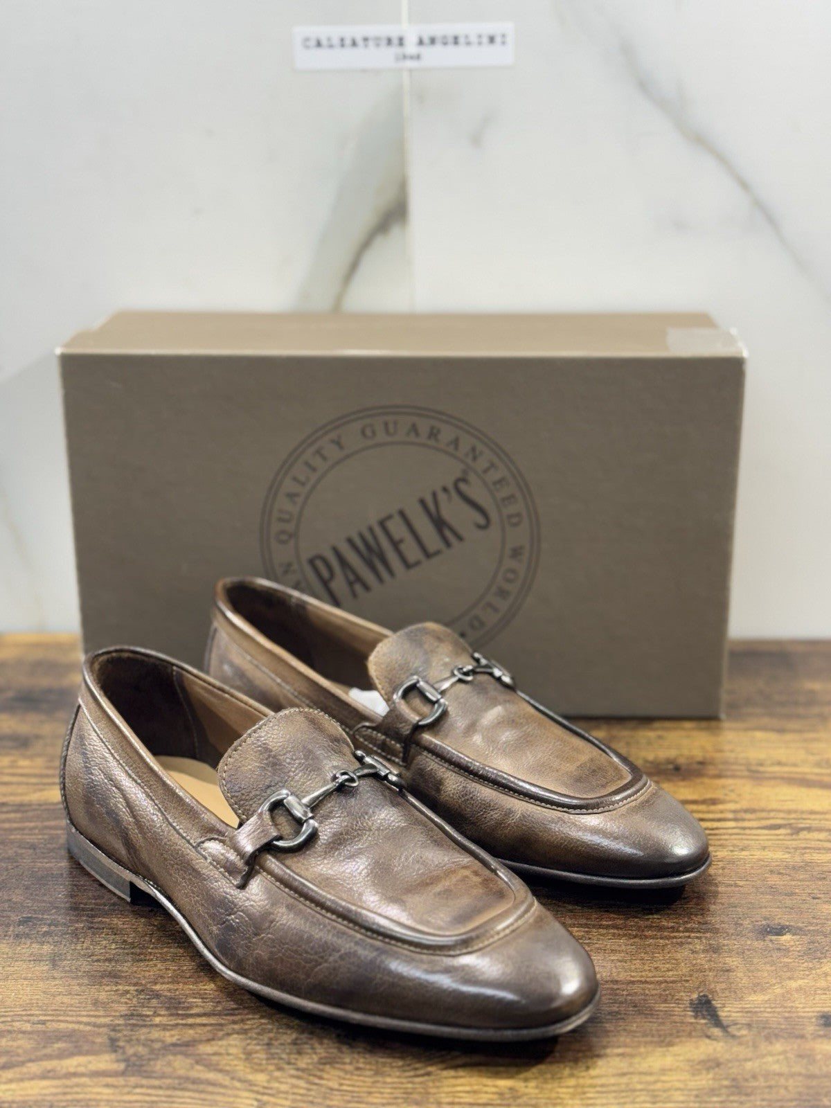 Pawelk’s Mocassino    Uomo Pelle Cuoio      Hand   Made  In Italy Washed  41