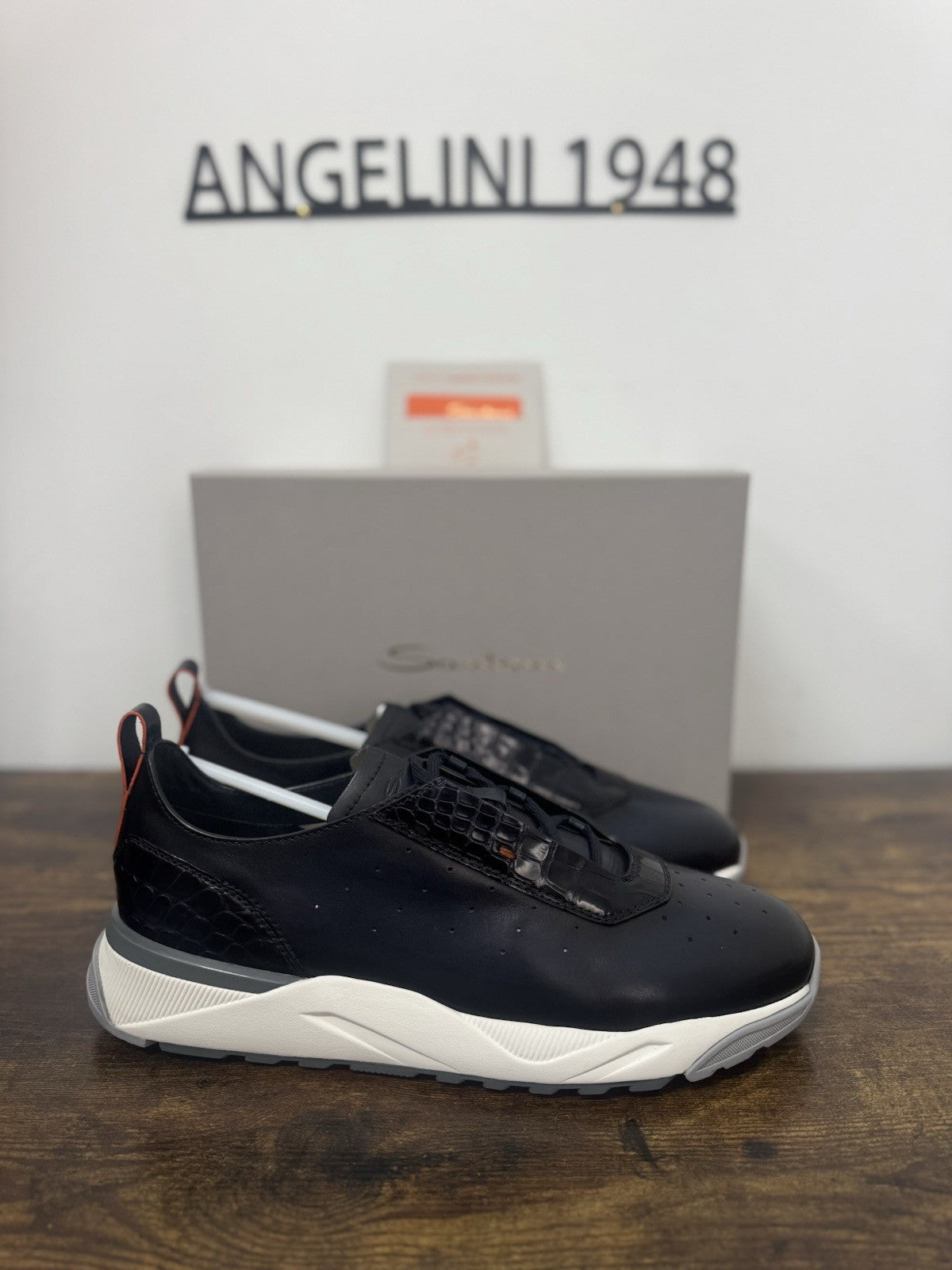 Santoni Innova Sneaker Pelle Blu Casual Luxury Santoni Scarpa Uomo 45