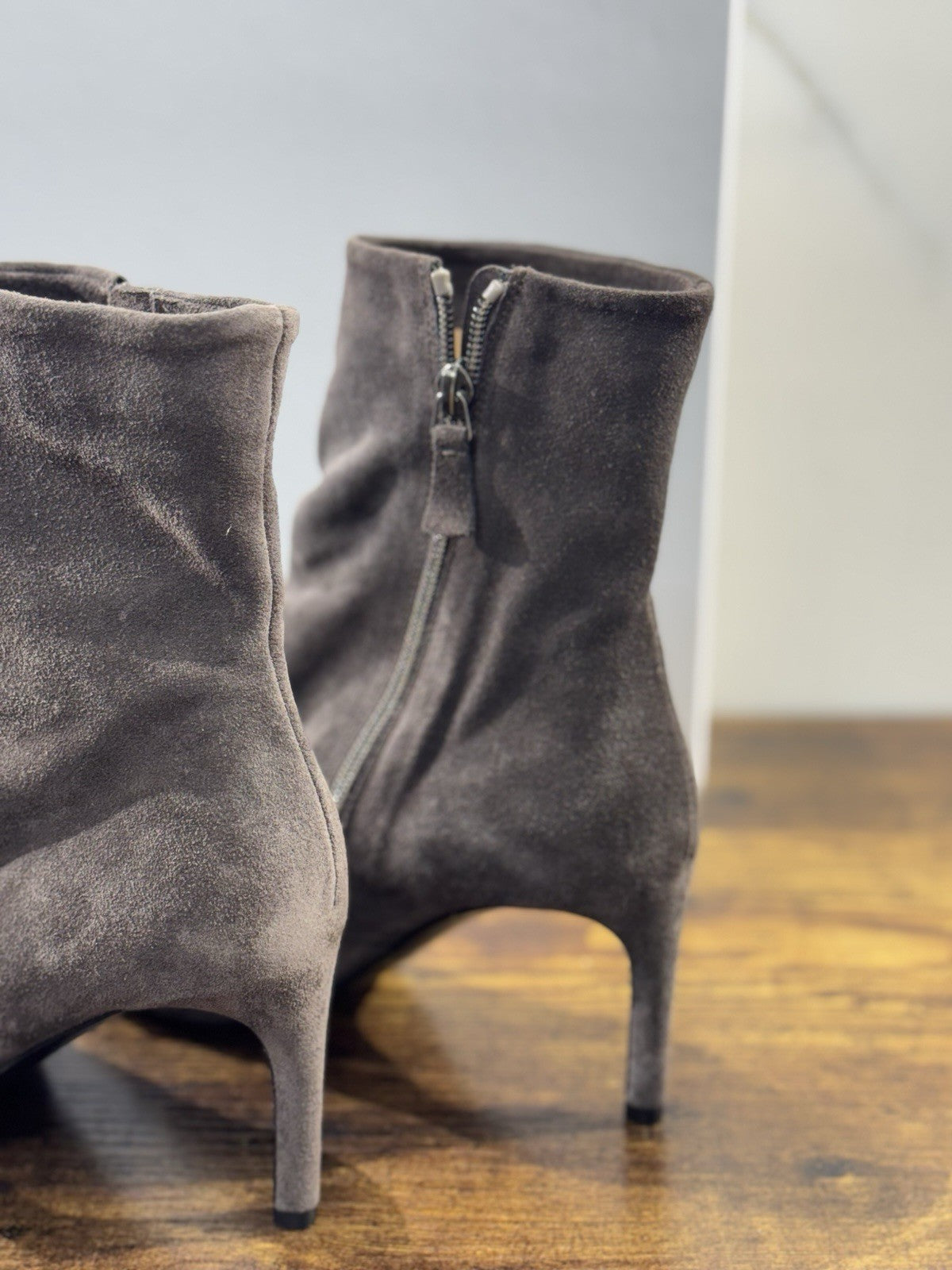 Del Carlo Stivaletto  Pelle Suede Grey  Luxury Made In Italy Boot Donna 41